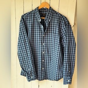 J. Crew blue/black checked slim cut shirt